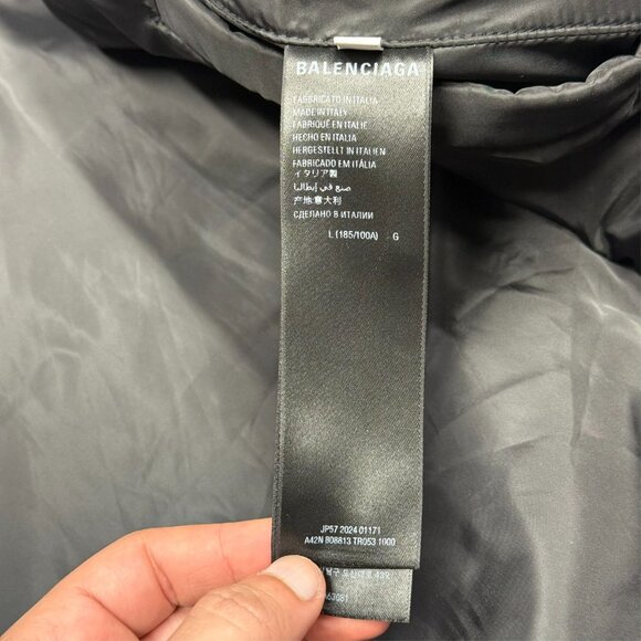 Balenciaga Hooded Bomber Jacket Faux Fur Hood Oversized Zip Blackk Large - Picture 11 of 14